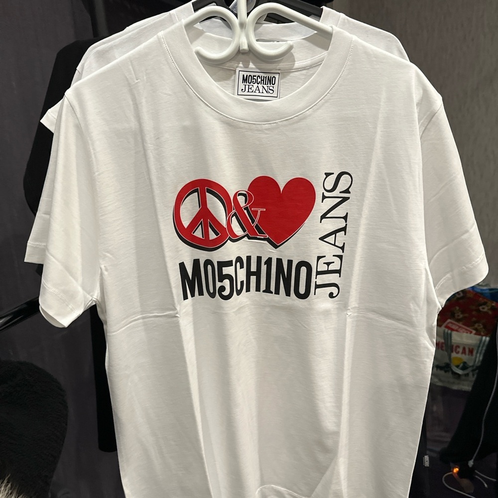 Moschino White T-Shirt with Red and Black Graphic